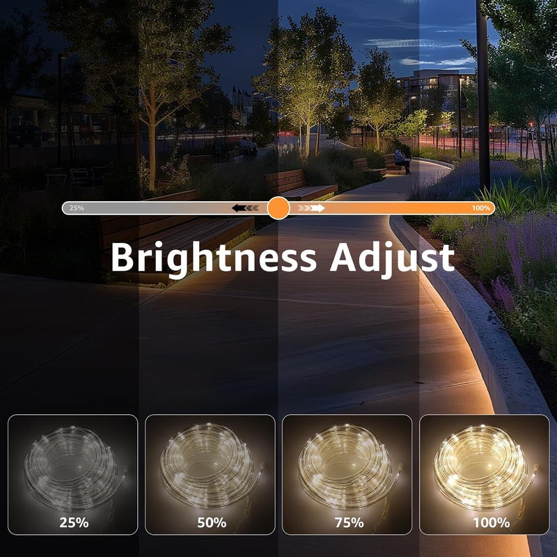 FUYO LED Rope Light with Remote 8 Modes Strip Lights with Timer & Memory 5.5mm Large Diameter Twinkle Lights for Wedding Garden Christmas Halloween Bedroom Patio Decorations (100ft, Warm White) - Image 5